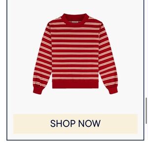 Red Striped Parke mockneck Valentine’s Day collection